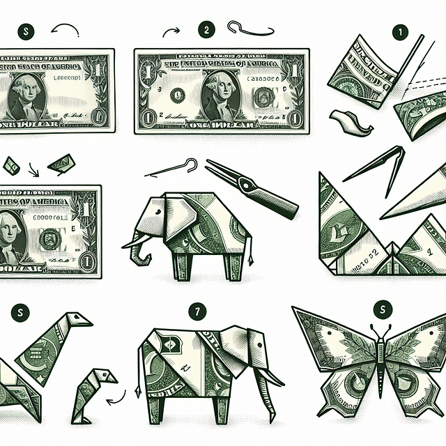 origami animals made from dollar bills