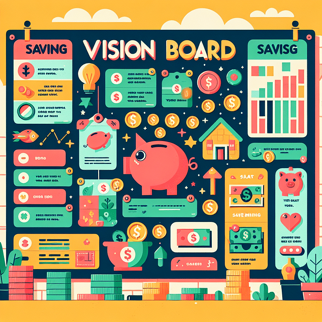 children's vision board with savings goals