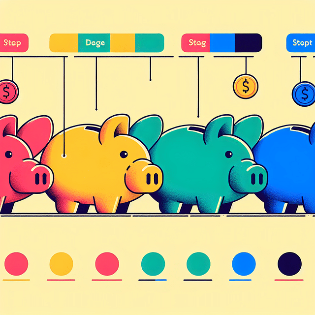 colorful piggy banks in a row