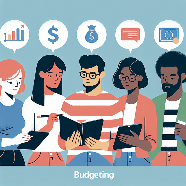 group of people sharing a budgeting journal
