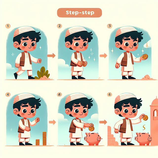 storybook with child as hero saving coins