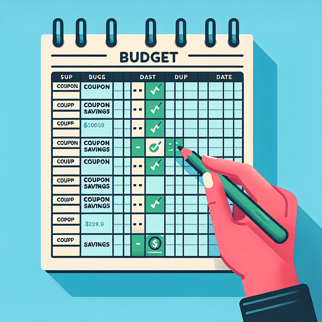 a budget spreadsheet with a coupon savings column highlighted