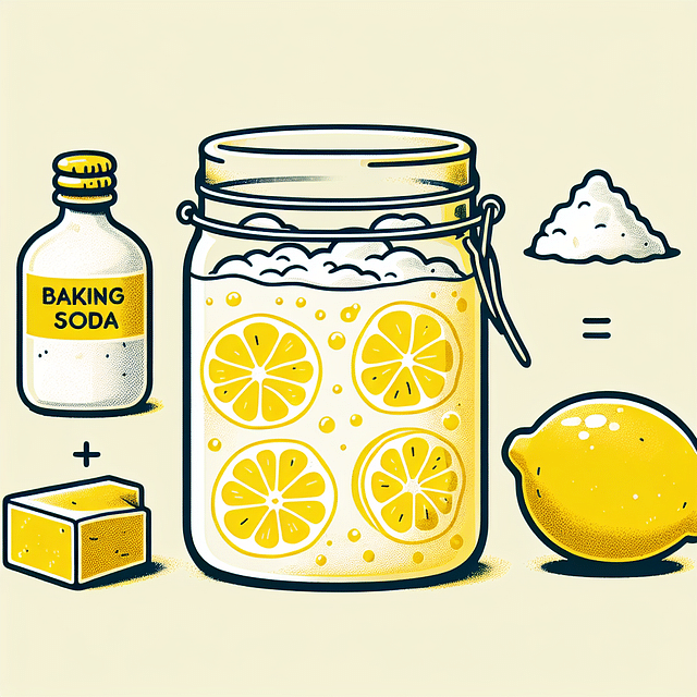 baking soda and castile soap paste in a jar with lemon slices