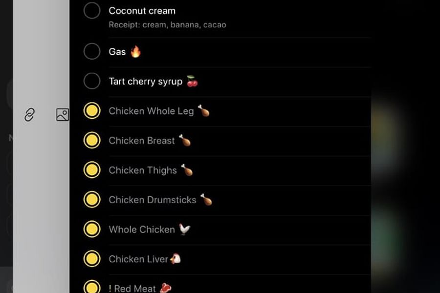 shopping list on mobile