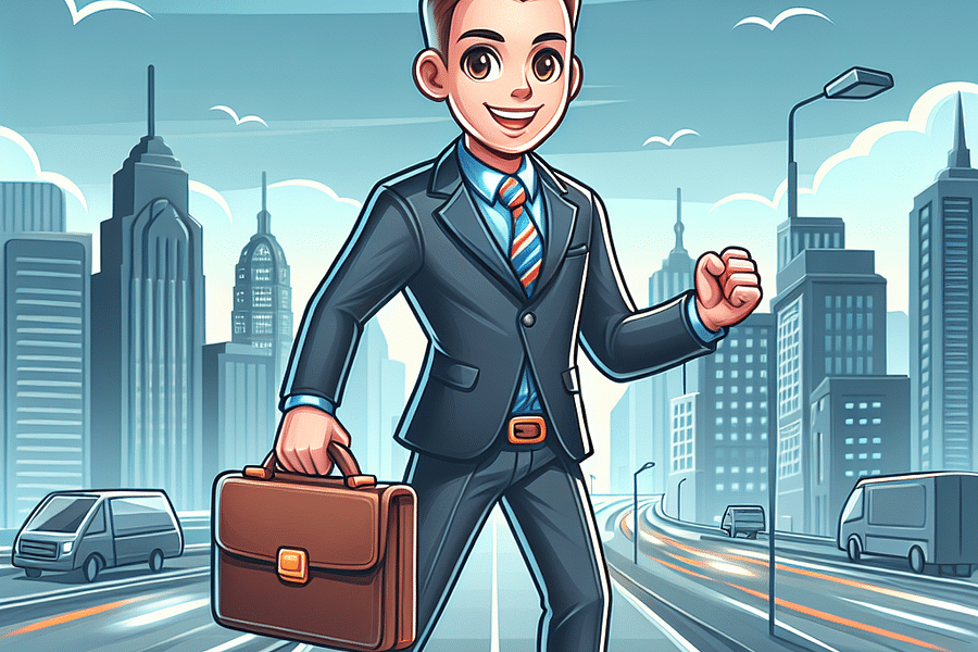 happy cartoon businessman