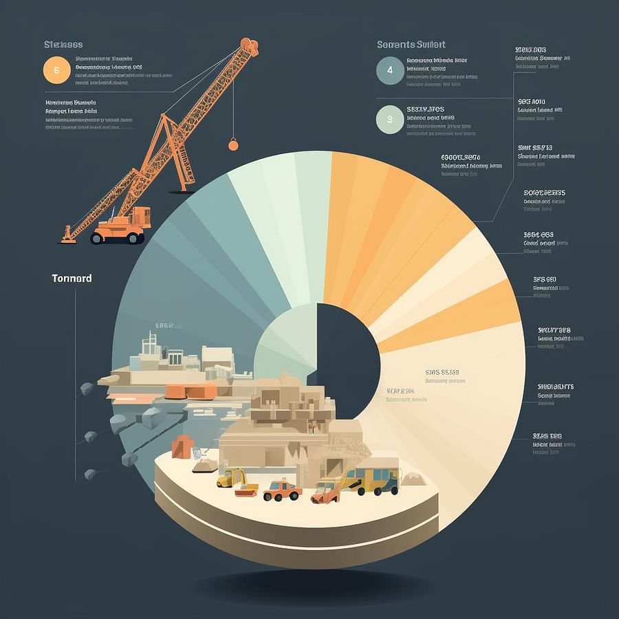 A pie chart showing allocation of funds to different aspects of a construction project.